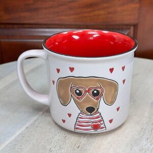 Brown Dachshund Dog Love Heart Glasses Ceramic Mug Spectrum Designz 18oz